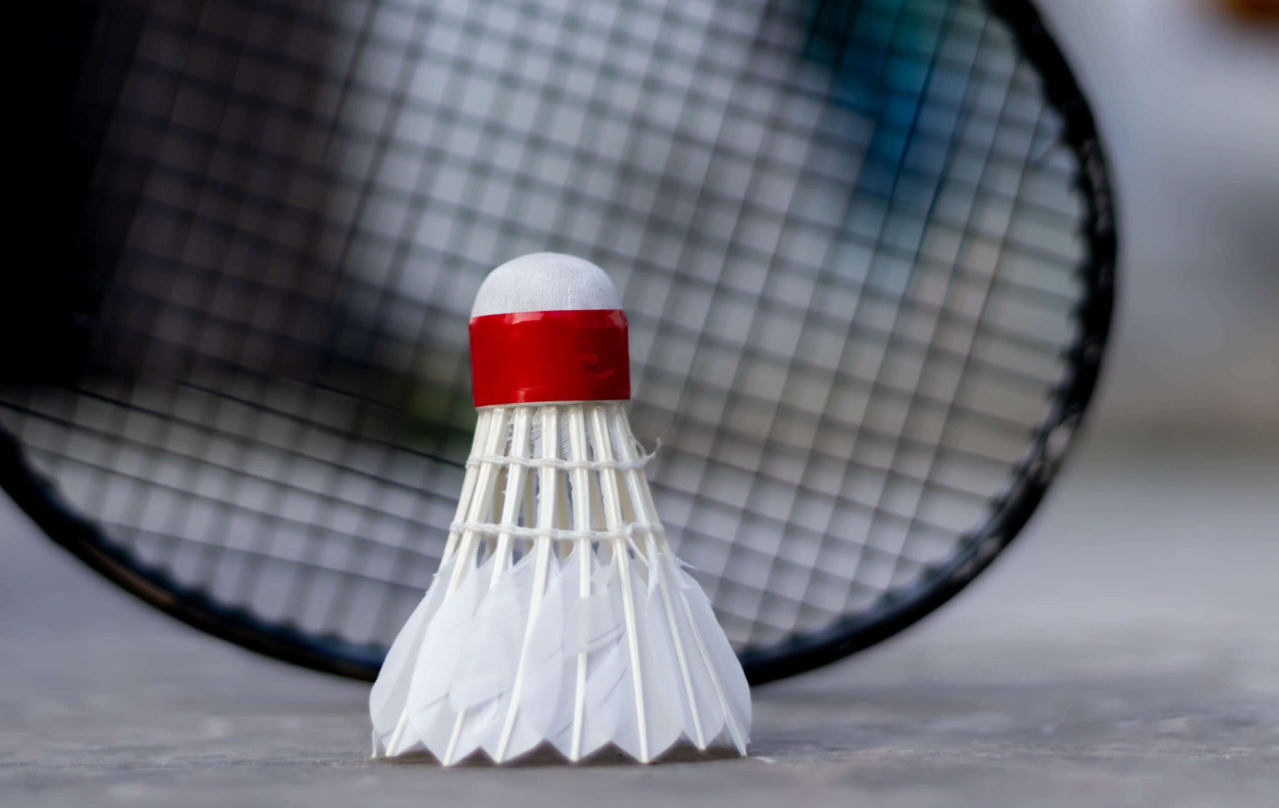 A badminton racquet and birdie
