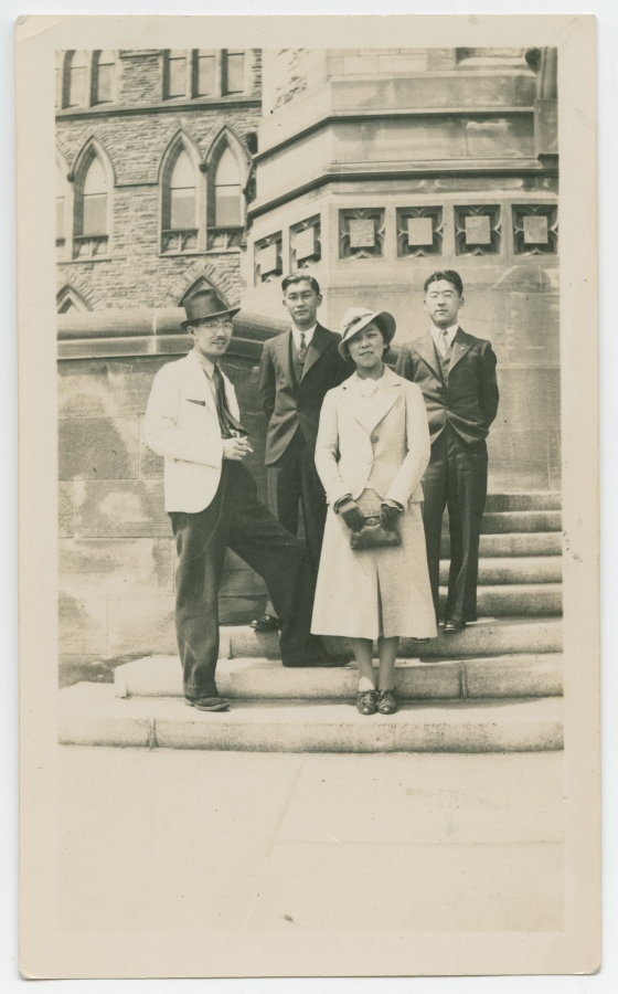 Samuel I Hayakawa, Minoru Kobayashi, Hide (Hyodo) Shimizu, Edward Banno (Japanese Canadian Citizens’ League delegation); Ottawa, Ontario