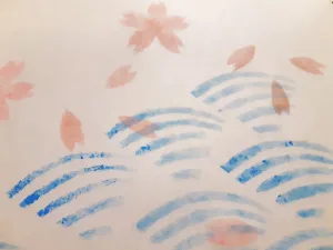 Sakura and seigaiha patterned stencils