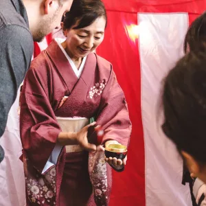 Tea master at a public tea ceremony