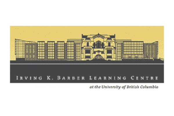 Irving K. Barber Learning Centre logo with grey building on a yellow background.