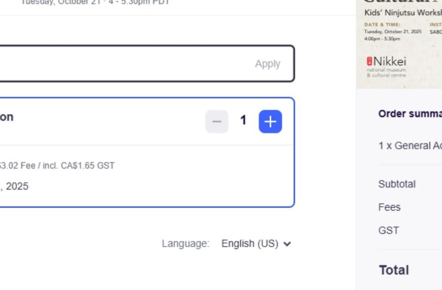 How to apply your member discount on Eventbrite for the Nikkei National Museum & Cultural Centre